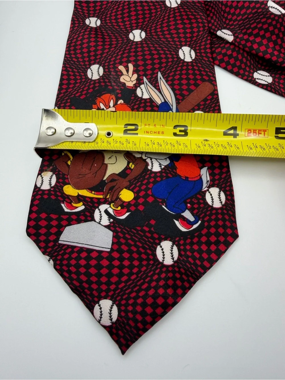 1993 Looney Tunes MLB Baseball Silk Tie Bugs Bunny Taz Yosemite Sam Vintage